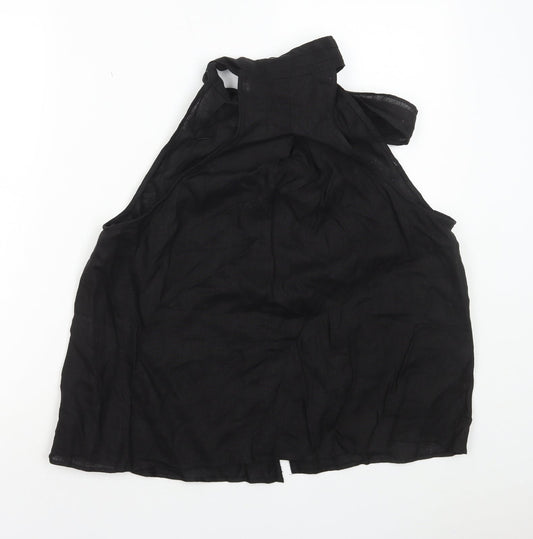 Womens UK Size XS Zara Black Basic Button-Up