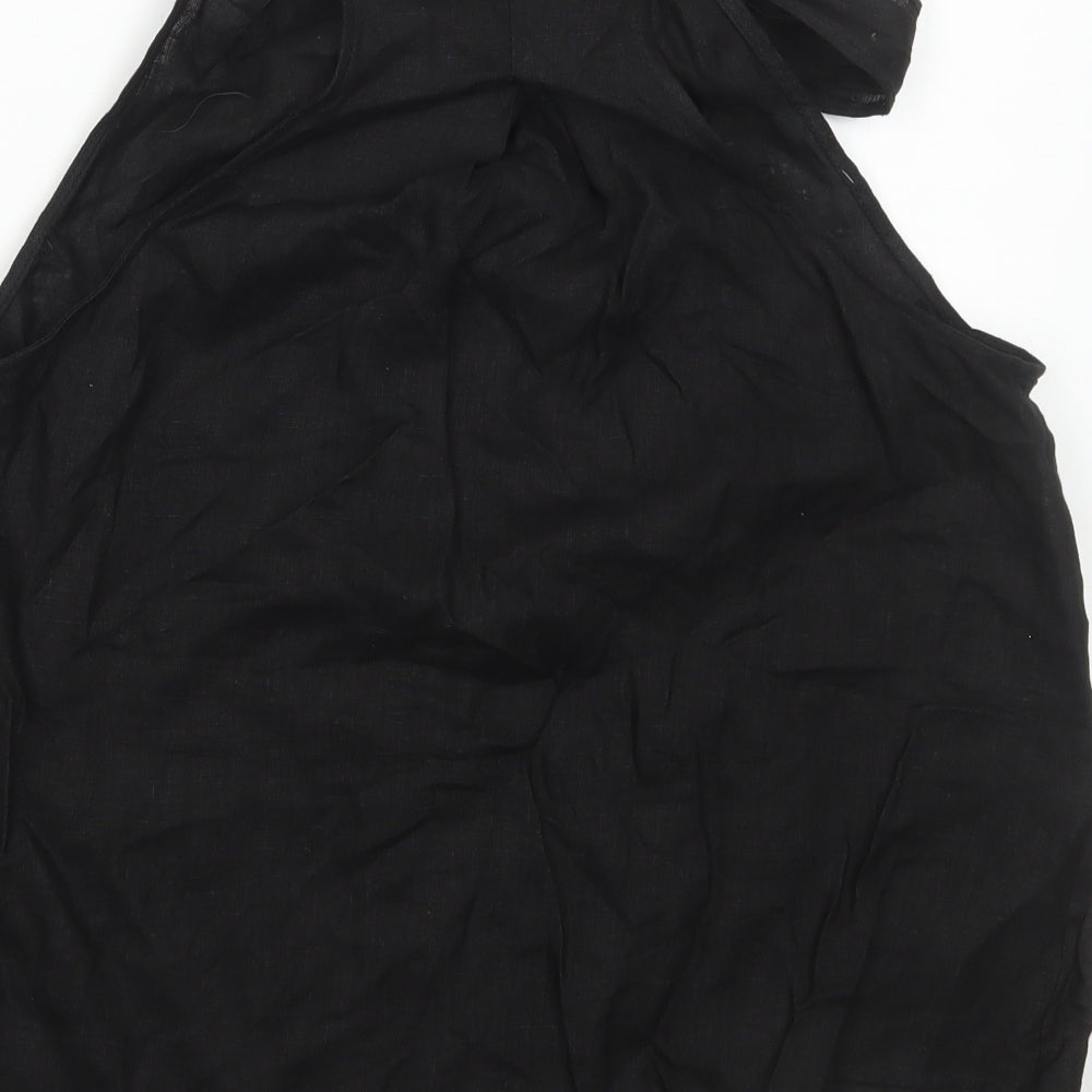Womens UK Size XS Zara Black Basic Button-Up