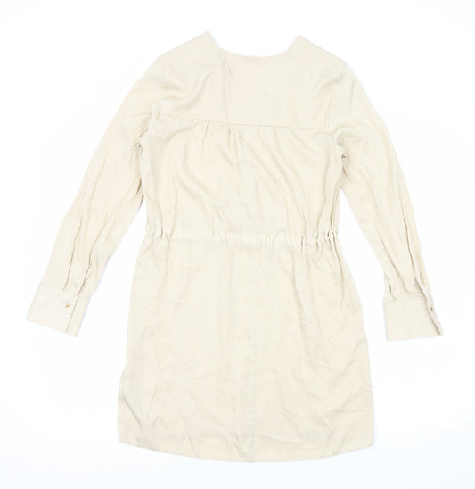 Primark Womens Beige Polyester Shift Size 8 V-Neck Pullover - Drawstring Waist