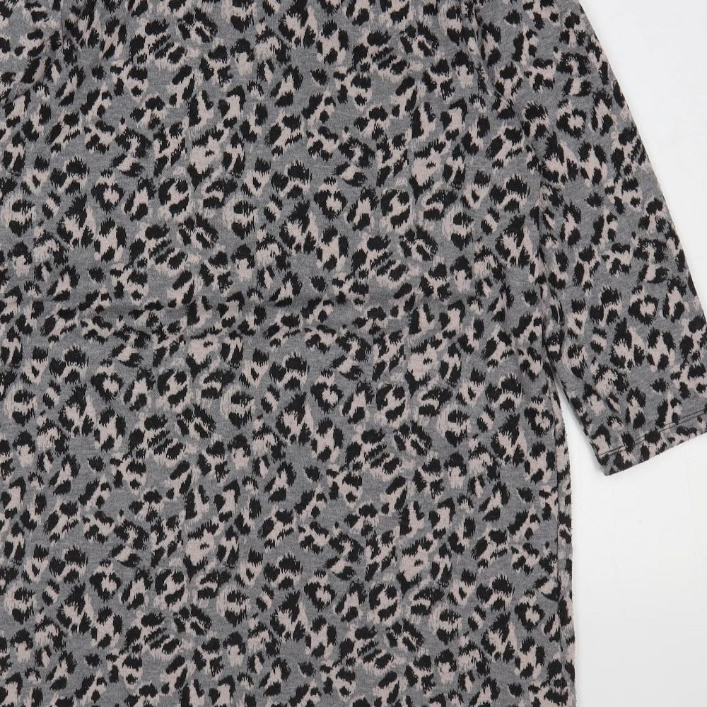 TU Womens Multicoloured Geometric Polyester Jumper Dress Size 14 Mock Neck Pullover - Leopard Print