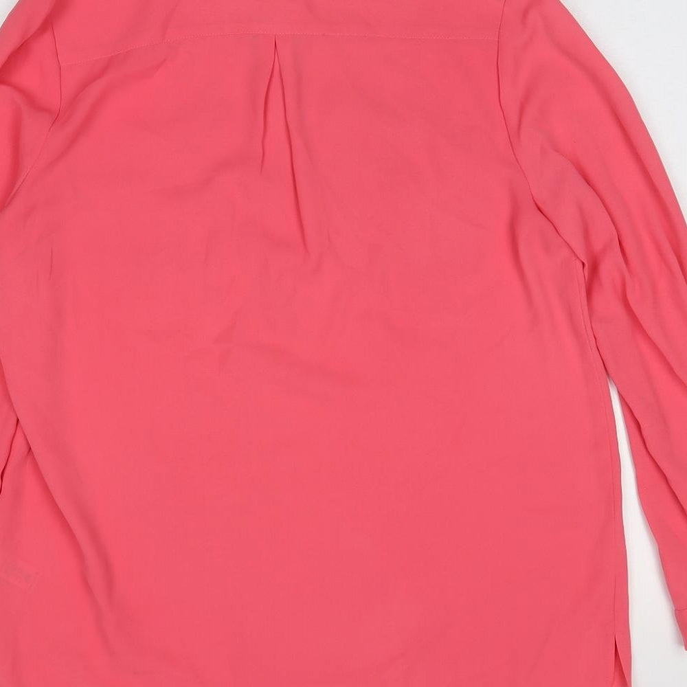 TU Womens Pink Polyester Basic Button-Up Size 12 Collared