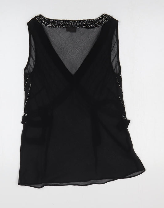 TU Womens Black Polyester Basic Tank Size 12 V-Neck