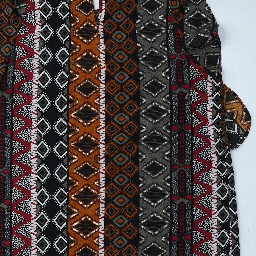 Papaya Womens Multicoloured Geometric Polyester Basic Blouse Size 10 Round Neck