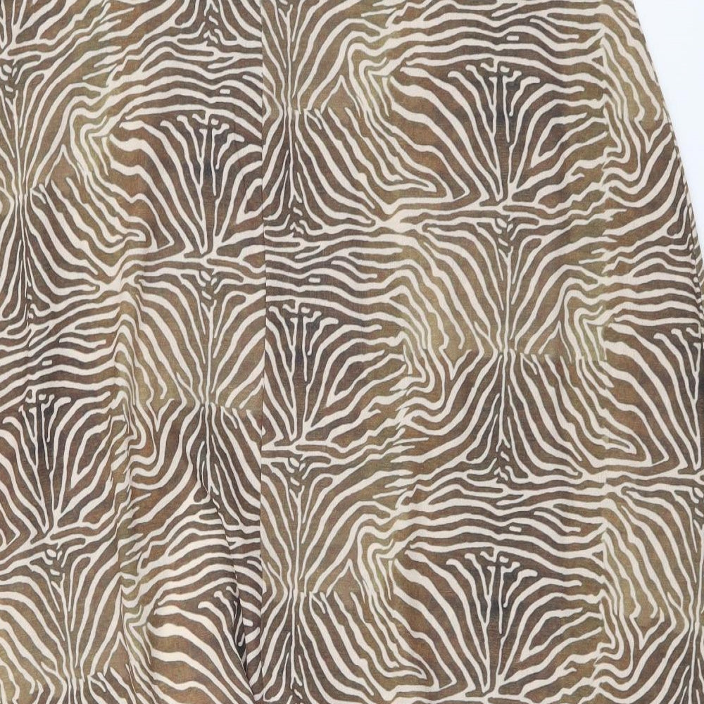 PRETTYLITTLETHING Womens Brown Animal Print Polyester A-Line Skirt Size 14 Zip - Zebra Pattern
