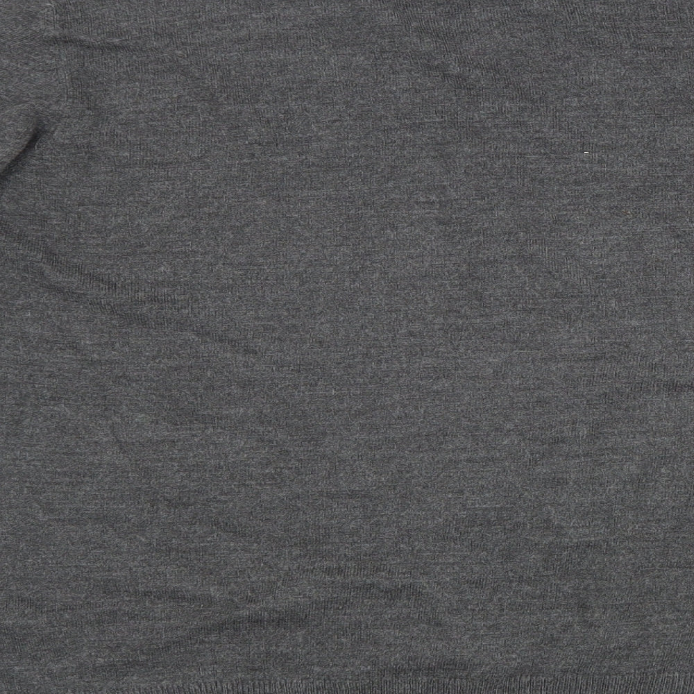 Marks and Spencer Mens Grey V-Neck Acrylic Pullover Jumper Size L