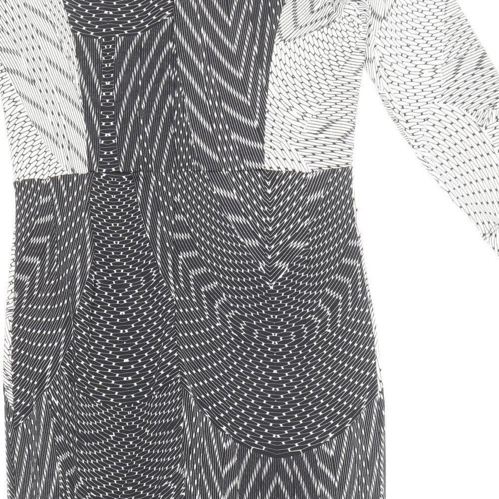 Autograph Womens Multicoloured Geometric Polyester Pencil Dress Size 12 Round Neck Zip -