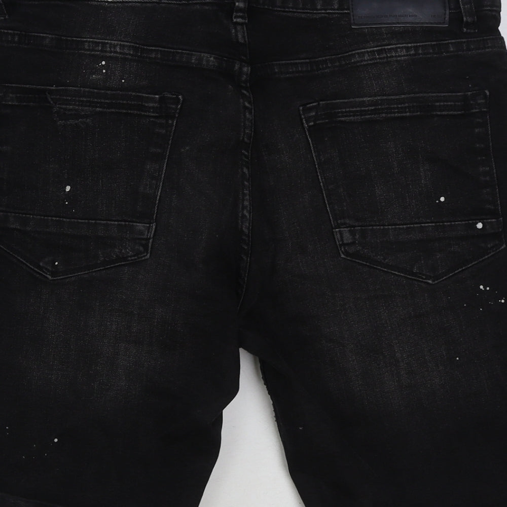 Denim & Co. Womens Black Cotton Bermuda Shorts Size 34 in L10 in Regular Button