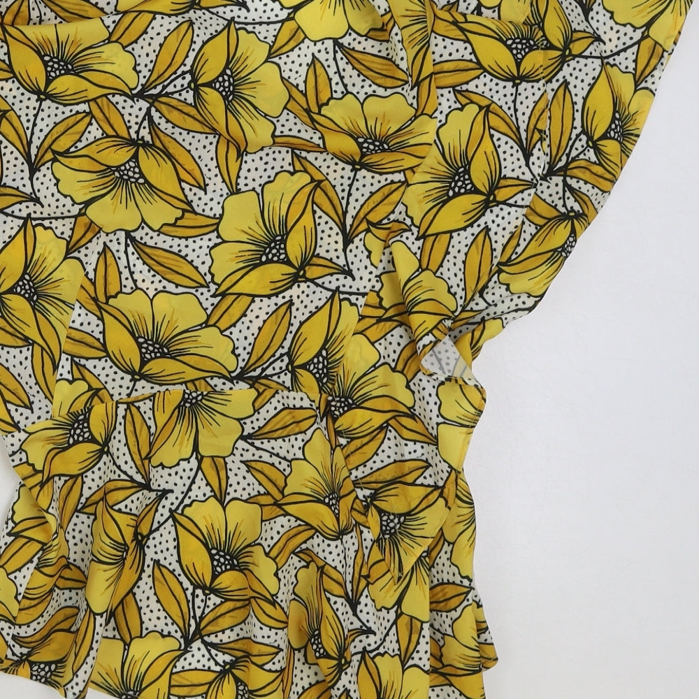 Womens UK Size 8 Topshop Yellow Basic Blouse