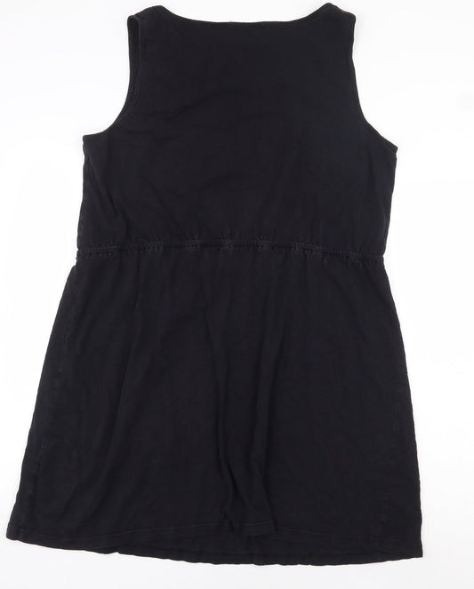 Preworn Womens Black Polyester Sheath Size 10 Scoop Neck Pullover