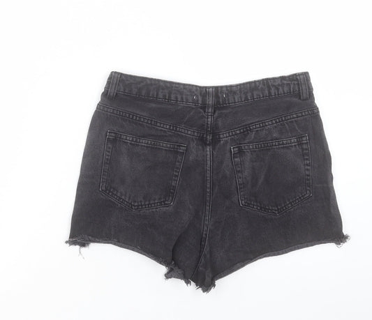 Denim & Co. Womens Black Cotton Hot Pants Shorts Size 8 Regular Button - 2