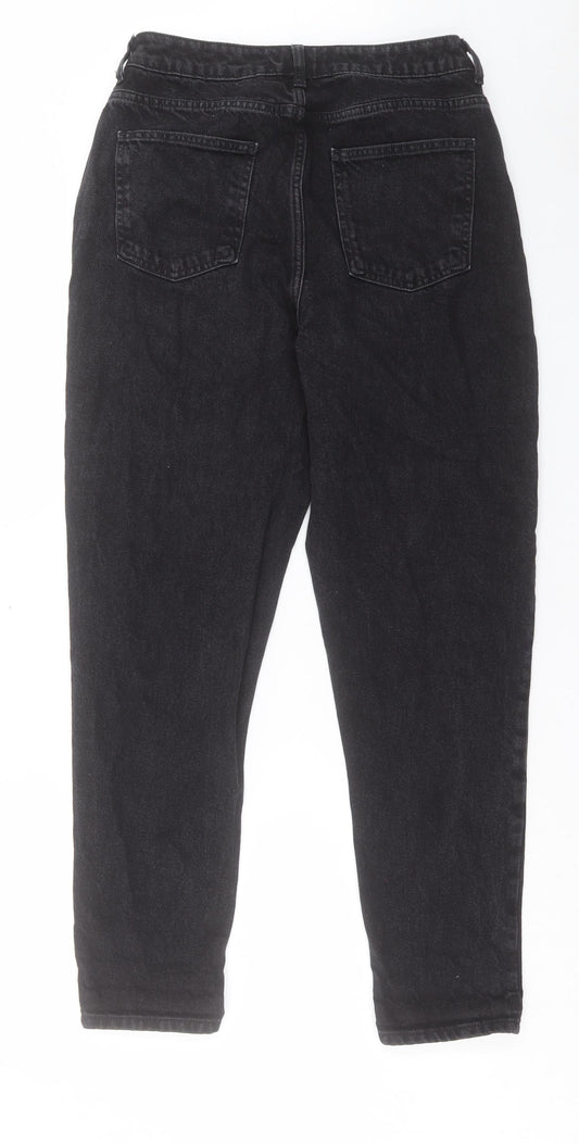 Denim & Co. Womens Black Cotton Tapered Jeans Size 10 L29 in Regular Button