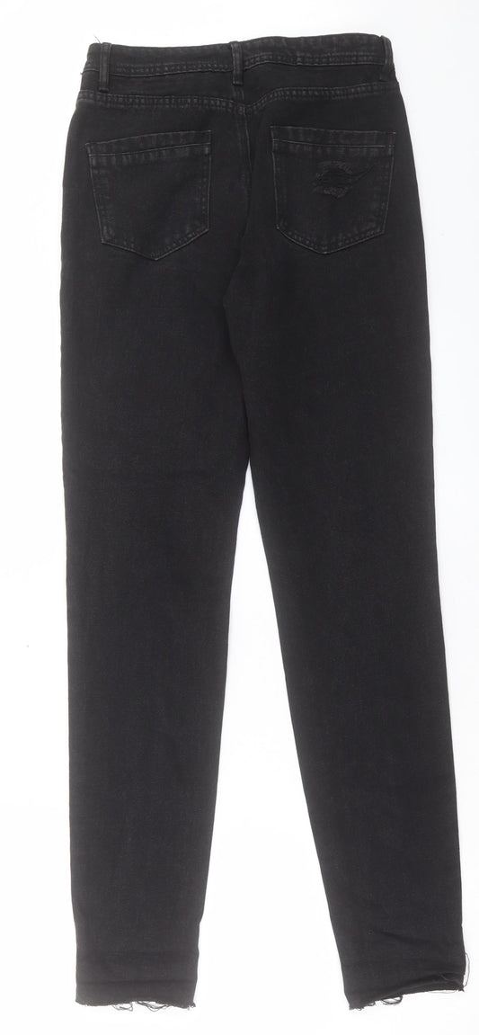 Missguided Womens Black Cotton Straight Jeans Size 8 L33 in Regular Button