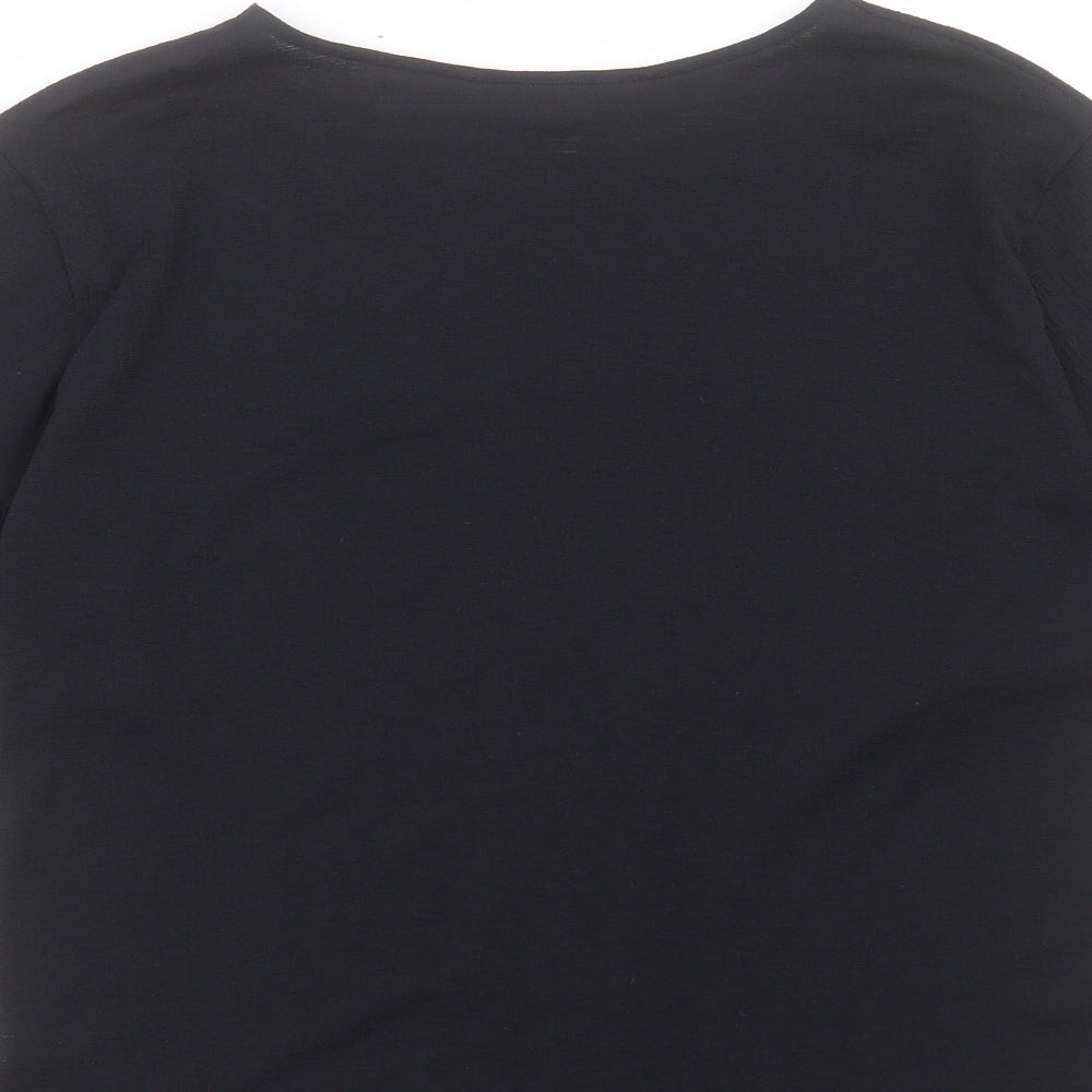 TU Womens Black Polyester Basic T-Shirt Size 10 Round Neck