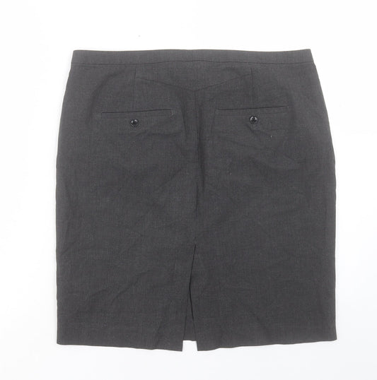 Gap Womens Grey Polyester Straight & Pencil Skirt Size 12 Hook & Eye