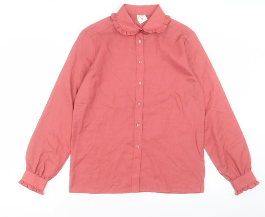 Womens UK Size 12 C&A Pink Basic Button-Up