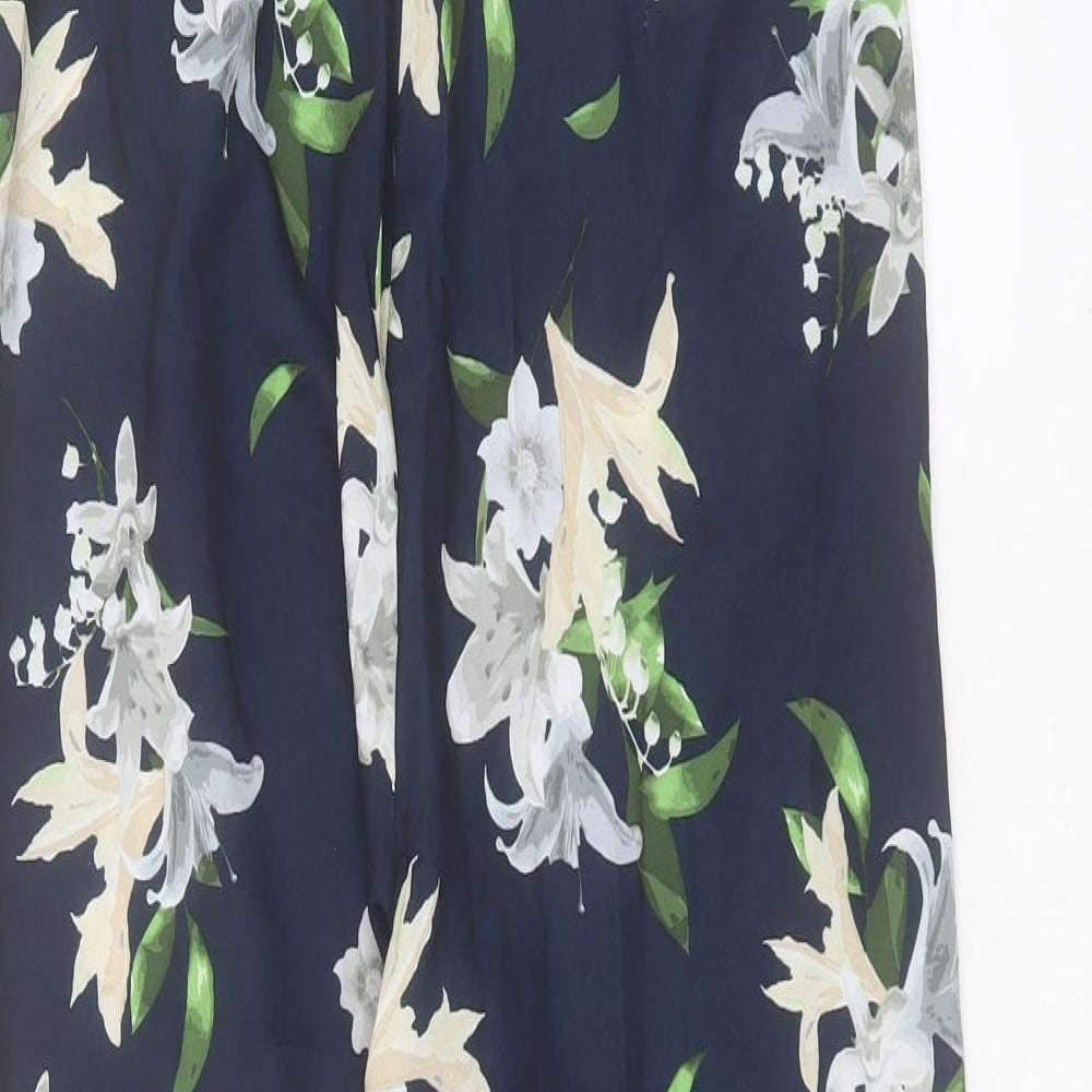 Missguided Womens Blue Floral Polyester Jumpsuit One-Piece Size S L29 in Zip