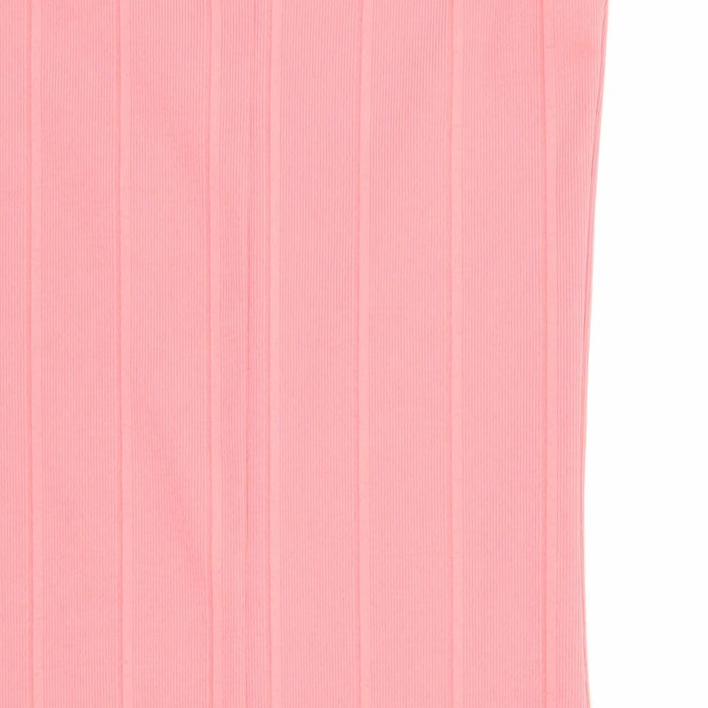 Miss Selfridge Womens Pink Polyester Bodycon Size 10 Halter Pullover - Ribbed