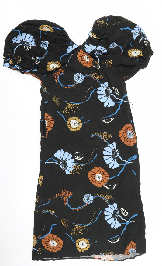 Zara Womens Multicoloured Floral Viscose Maxi Size XS Sweetheart Pullover