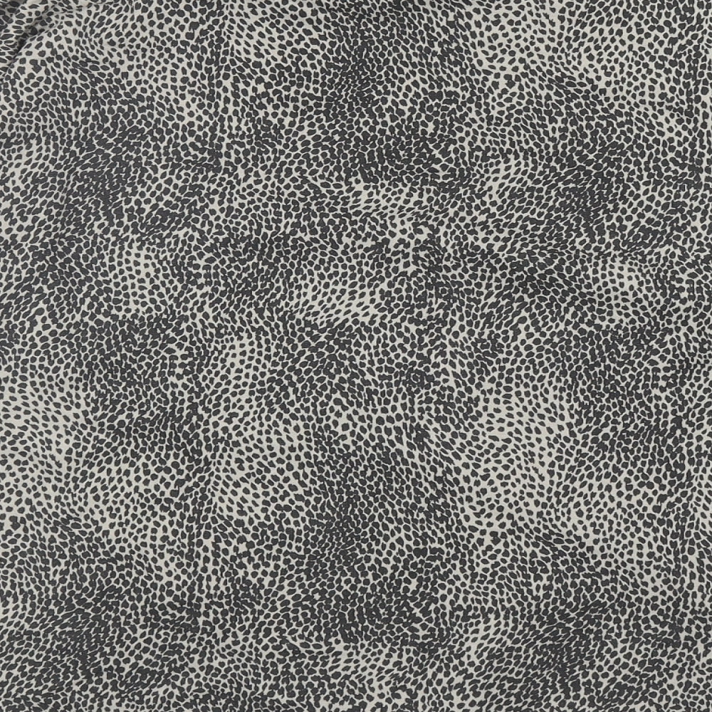 Alexara Womens Grey Animal Print Cotton Basic T-Shirt Size M Round Neck - Leopard Print Tie Detail, UK Size M/L