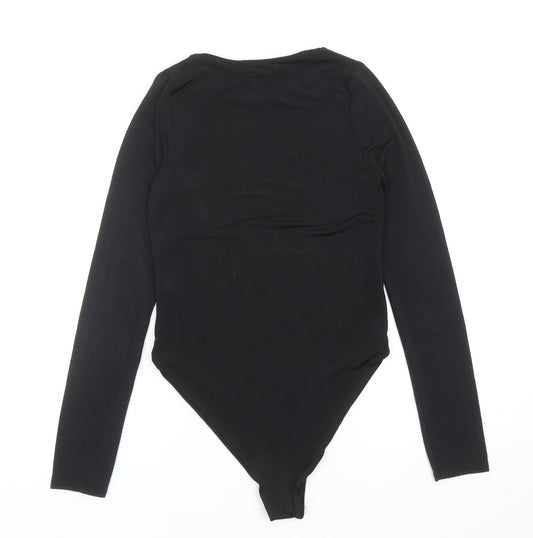 PRETTYLITTLETHING Womens Black Polyester Bodysuit One-Piece Size 8 L11 in Snap