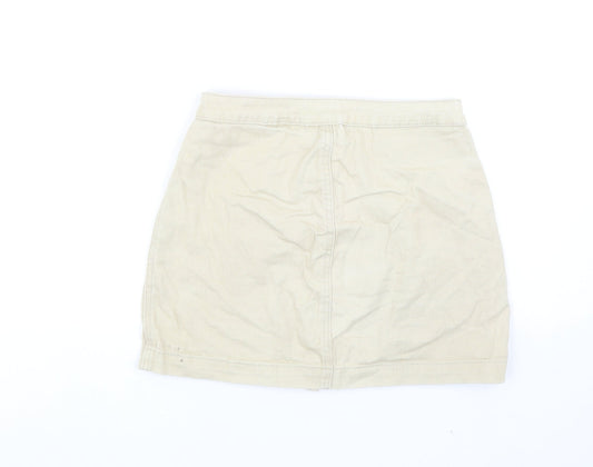 PRETTYLITTLETHING Womens Beige Cotton Mini Skirt Button