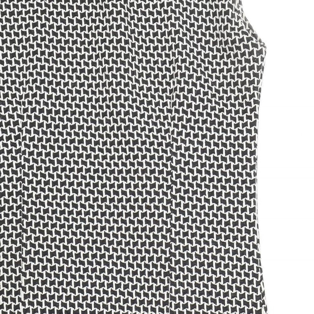 Sabrina Diamanti Womens White Geometric Cotton A-Line Size XL Roll Neck Zip