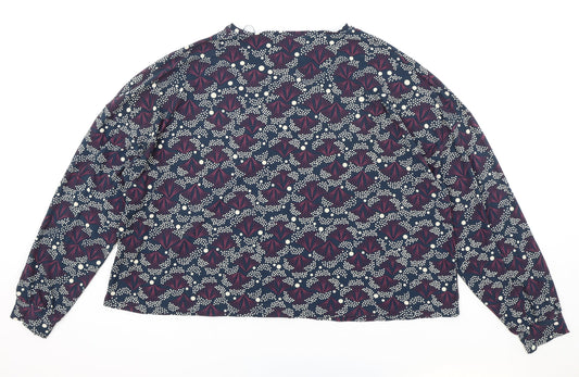 Primark Womens Blue Round Neck Geometric Polyester Pullover Jumper Size XL