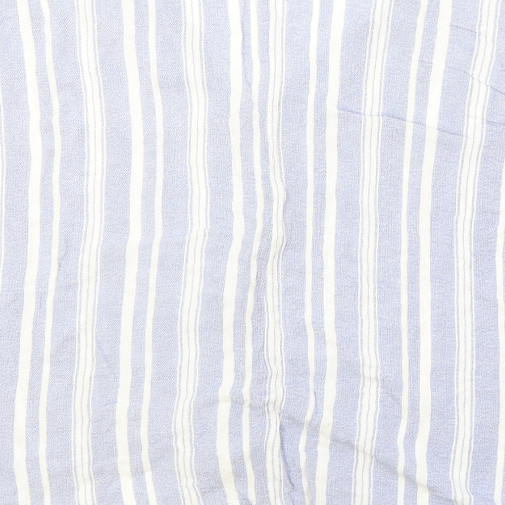 Primark Womens Black Striped Viscose Basic Button-Up Size 14 V-Neck