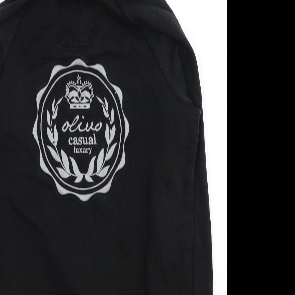 Olivo Boys Black Cotton Full Zip Hoodie Size L Zip - Casual Luxury