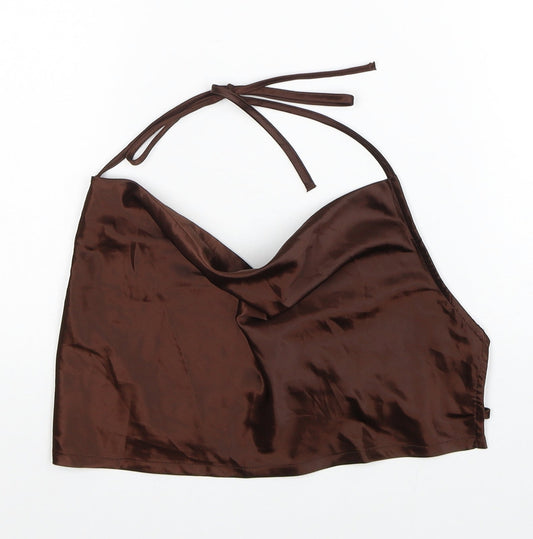 Womens UK Size XS Divided by H&M Brown Cropped Blouse