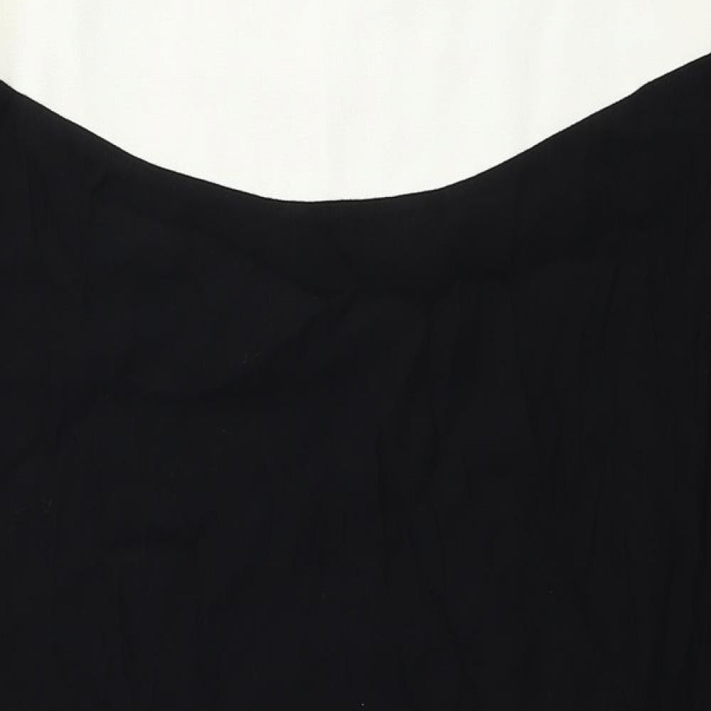 Miss Selfridge Womens Black Colourblock Viscose A-Line Size 14 Scoop Neck Button
