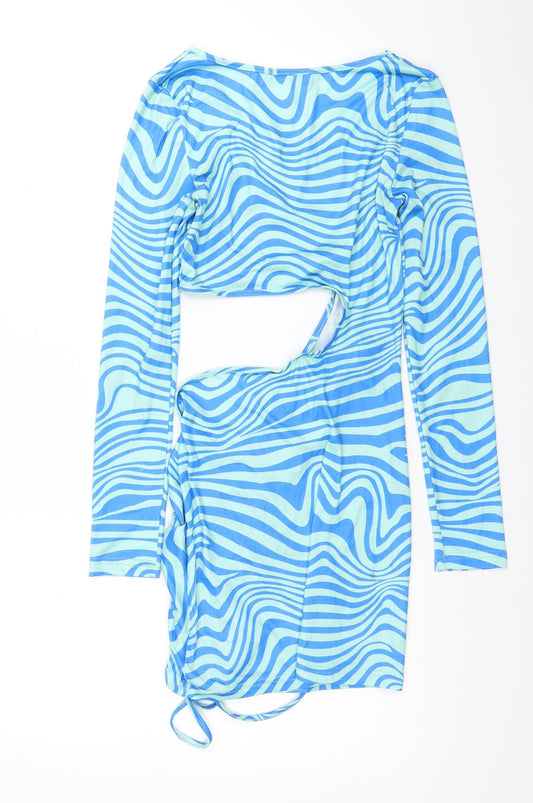 SheIn Womens Multicoloured Geometric Viscose Mini Size XS Scoop Neck Pullover