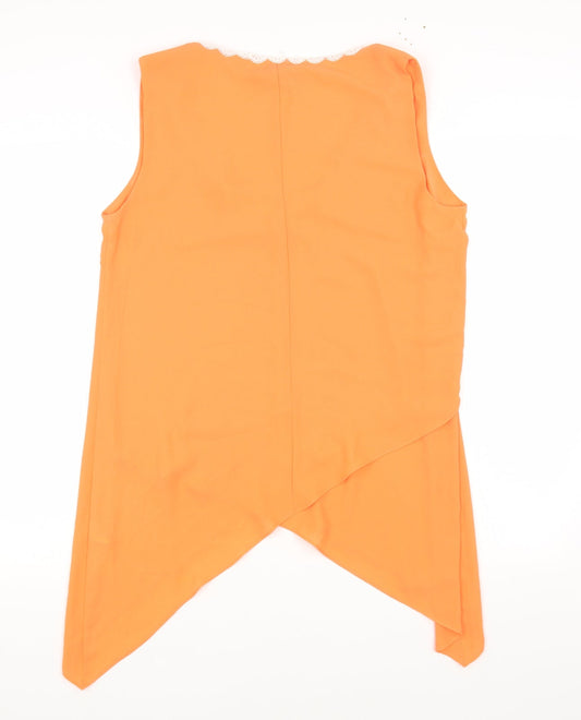 Womens UK Size 12 Julien Macdonald Orange Basic Blouse