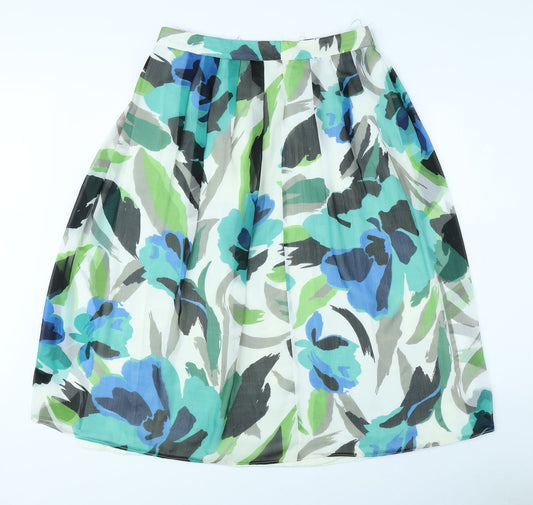 Per Una Womens Ivory Geometric Polyester Swing Skirt Size 10 Zip