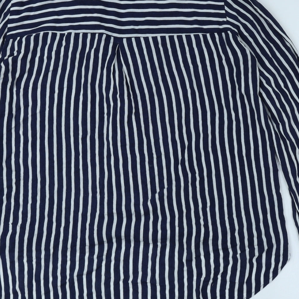 Womens UK Size 8 Zara Blue Basic Button-Up