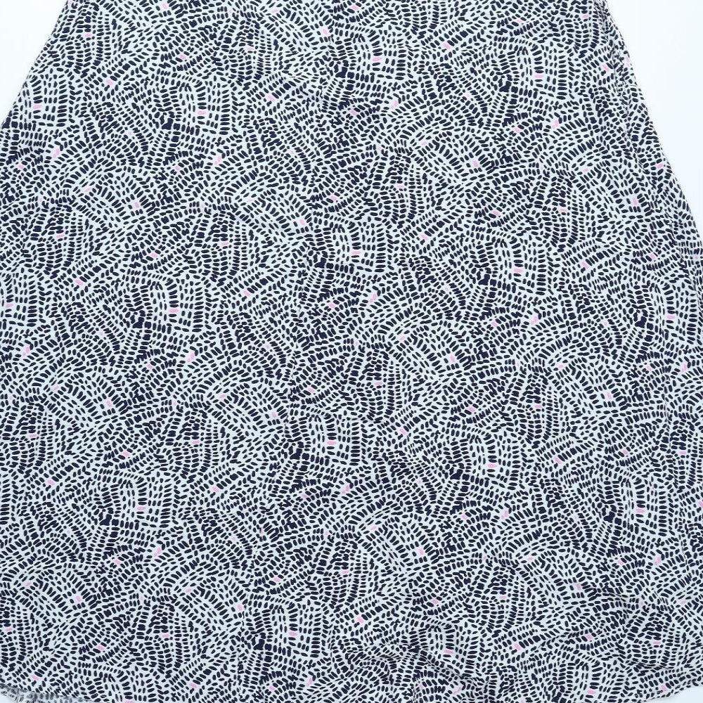Marks and Spencer Womens White Geometric Viscose A-Line Skirt Size 12 Button