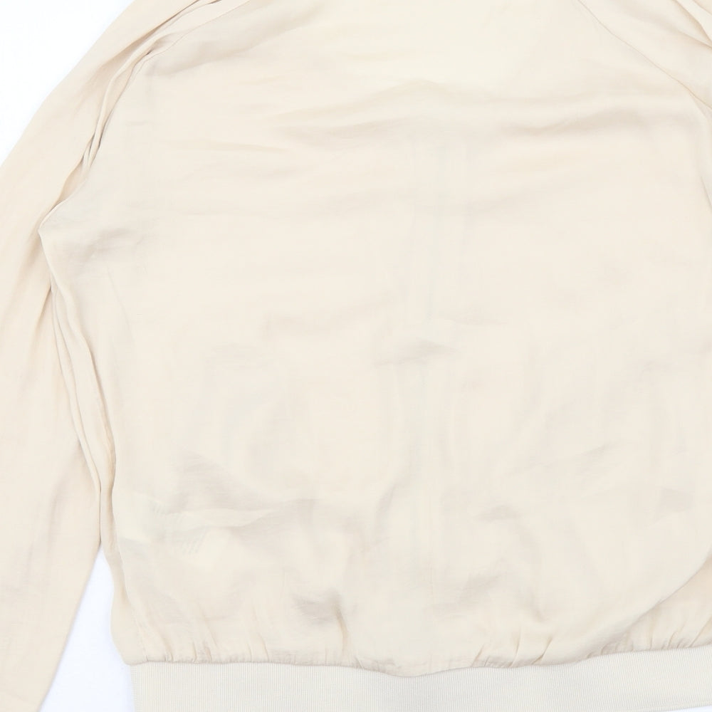 VILA Womens Beige Polyester Full Zip Sweatshirt Size S Zip