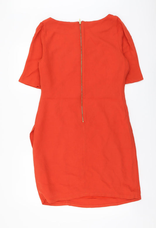 Per Una Womens Orange Polyester A-Line Size 14 Scoop Neck Zip