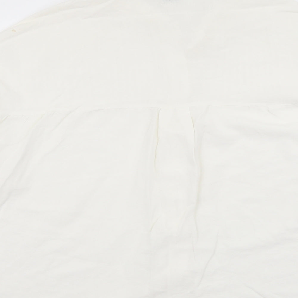 SheIn Womens Ivory Viscose Basic Button-Up Size L Collared