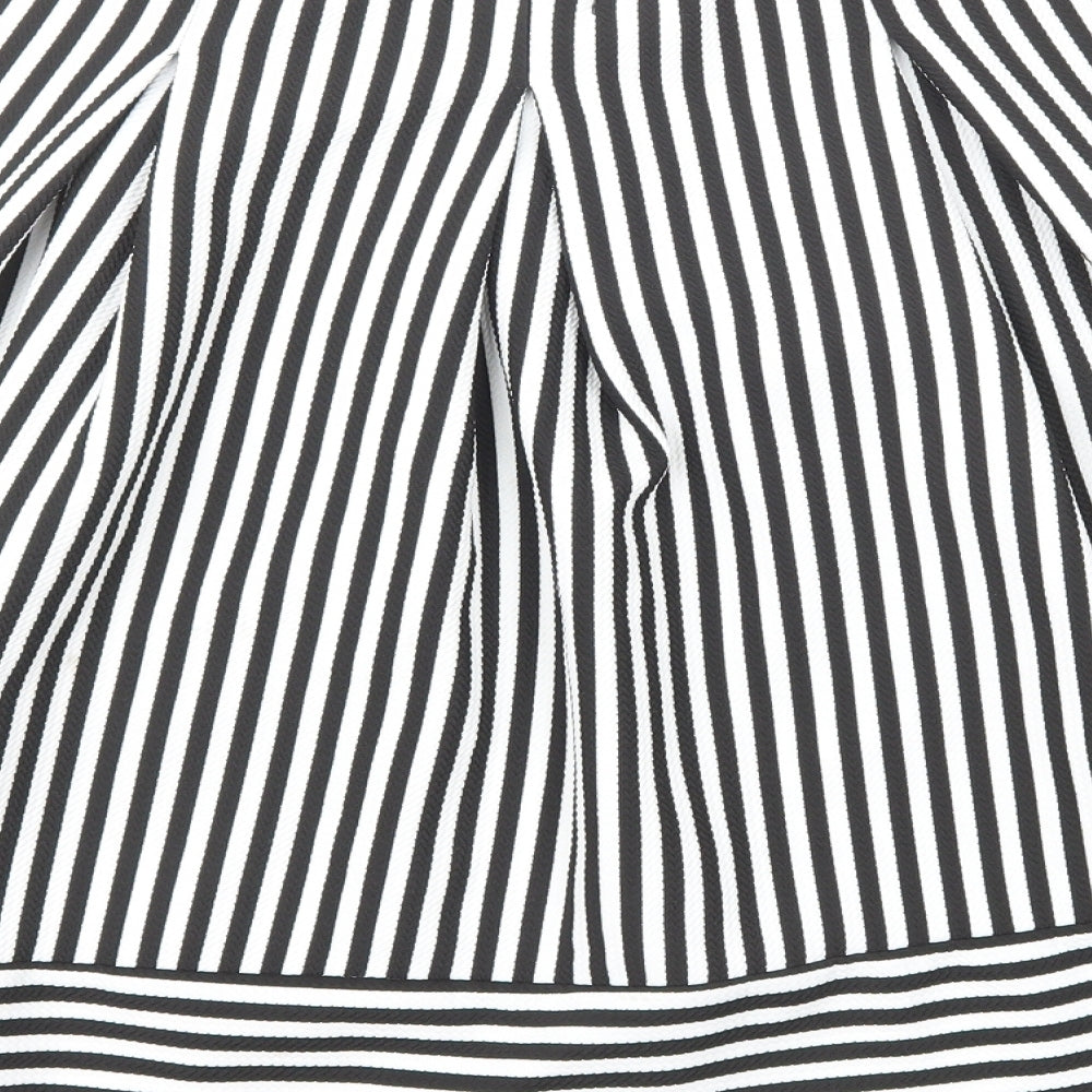 Faith And Joy Womens Black Striped Polyester A-Line Skirt Size M