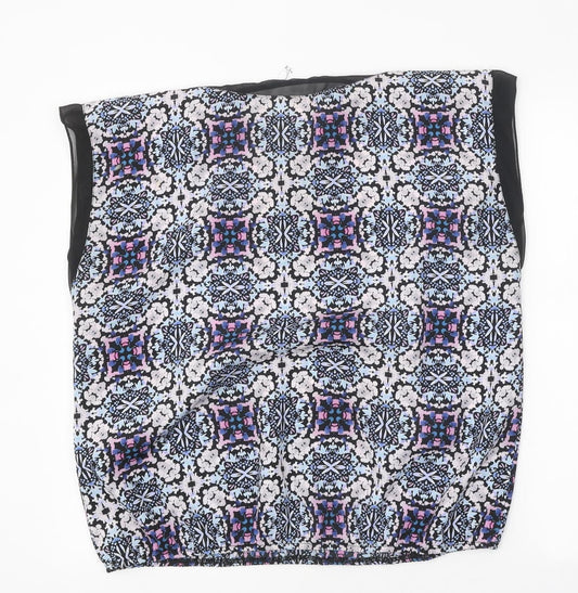 Matalan Womens Blue Floral Polyester Basic Blouse Size 16 Round Neck