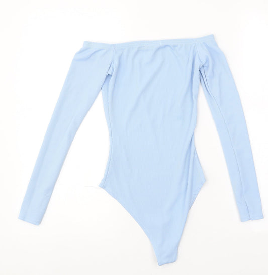 Boohoo Womens Blue Polyester Bodysuit One-Piece Size 6 Snap