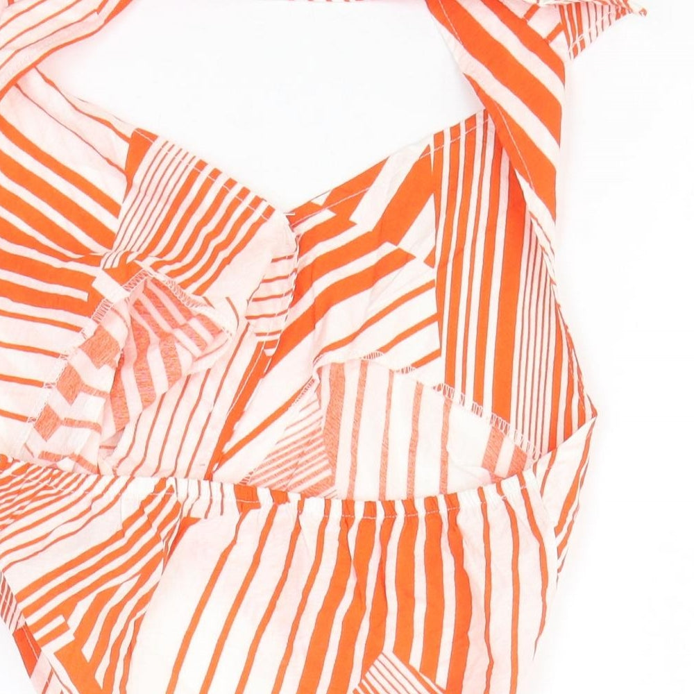 SheIn Womens Orange Geometric Nylon Cropped Tank Size XS Halter