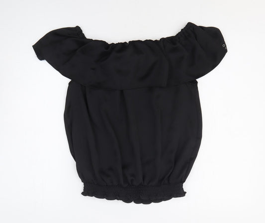Womens UK Size 14 Star Black Basic Blouse
