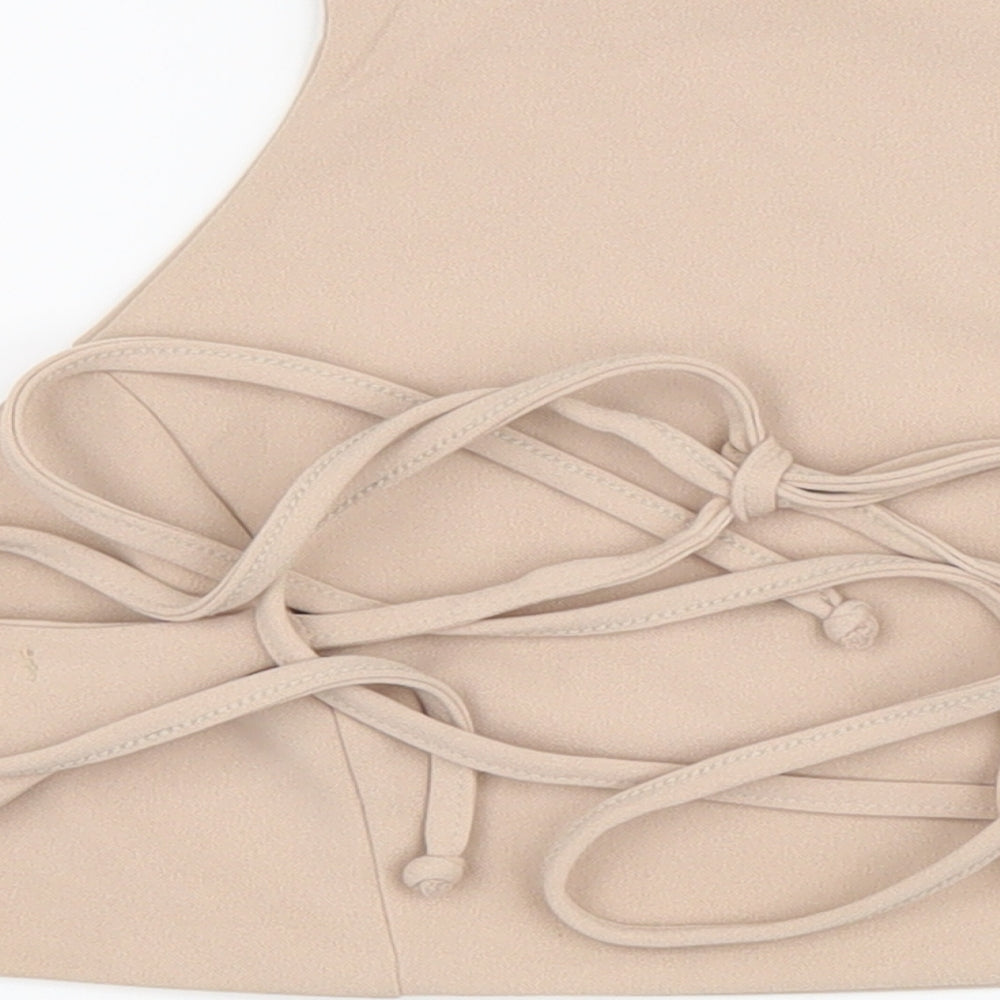 Womens UK Size S PINK Beige Cropped Tank