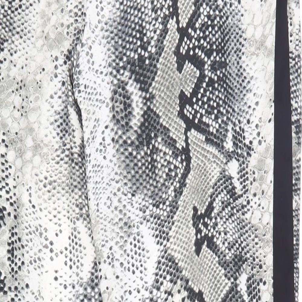 Primark Womens Grey Animal Print Polyester Trousers Size 10 L26 in Regular Lace Up - Snake Print
