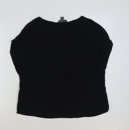Primark Womens Black Polyester Basic Blouse Size 14 Round Neck