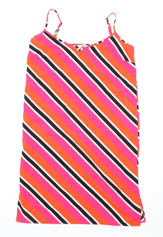 George Womens Multicoloured Striped Polyester Slip Dress Size 10 V-Neck Pullover