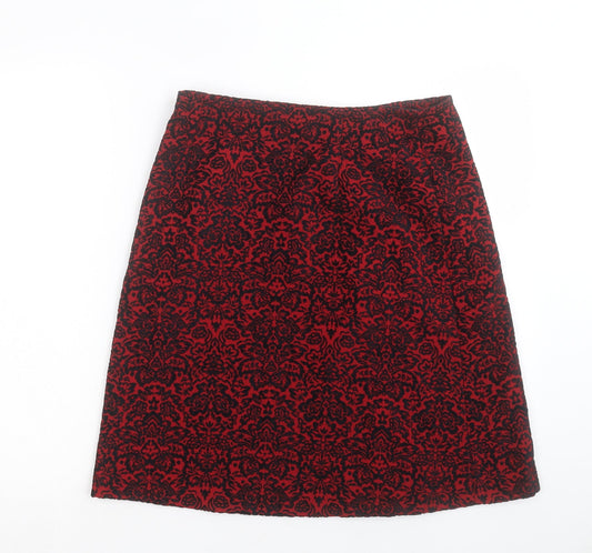 Phase Eight Womens Red Geometric Polyester A-Line Skirt Size 10 Zip