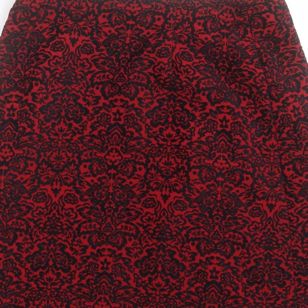Phase Eight Womens Red Geometric Polyester A-Line Skirt Size 10 Zip
